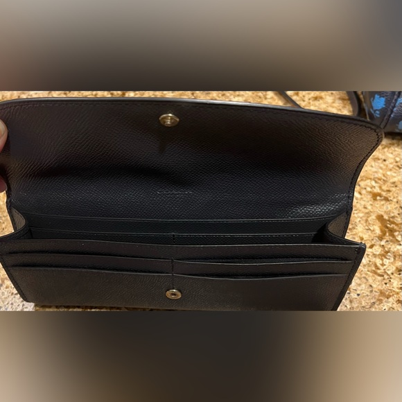 COACH Solid Midnight Navy Crossgrain Leather Soft Slim Envelope Wallet - Picture 3 of 3